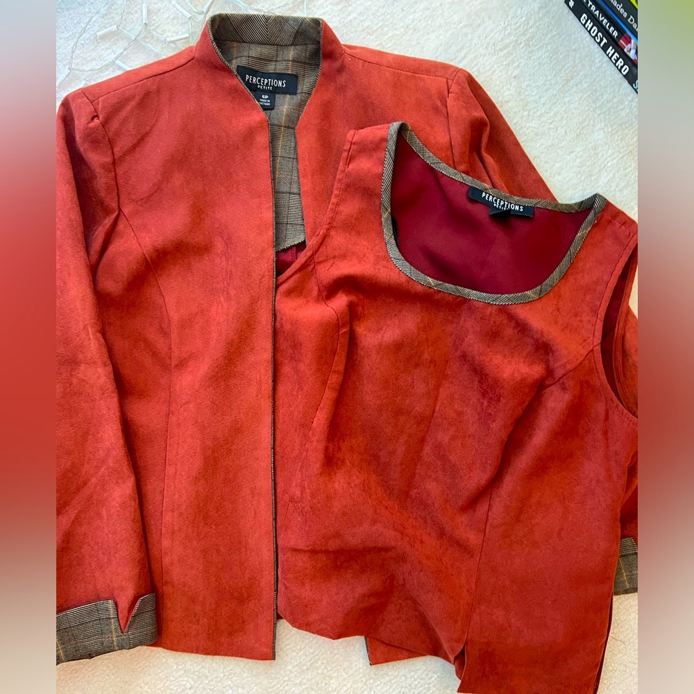 Perception Terracotta Suit Set with Matching Under Top
